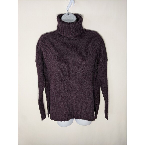 VINCE Wool Cashmere Silk Blend Turtleneck Tunic Sweater Sz XS Eggplant Purple - Picture 1 of 7